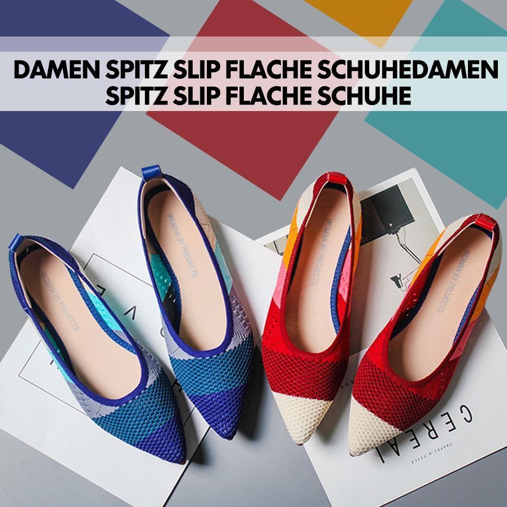 Blaudonau- Damen Spitz Slip Flache Schuhe