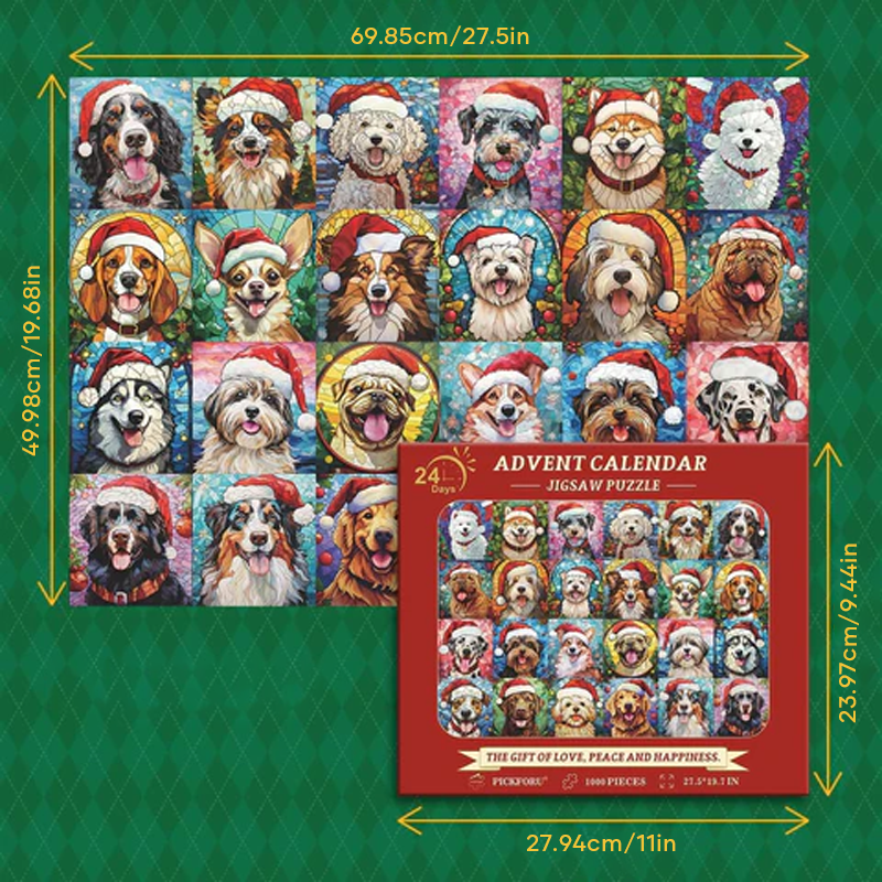 Blaudonau- Frohe Weihnachten Hunde Adventskalender Puzzle