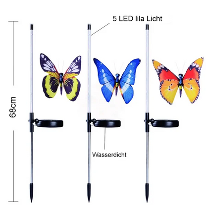 Blaudonau- Solarenergie Schmetterlings Garten dekorative Lichter (3 STÜCKE)