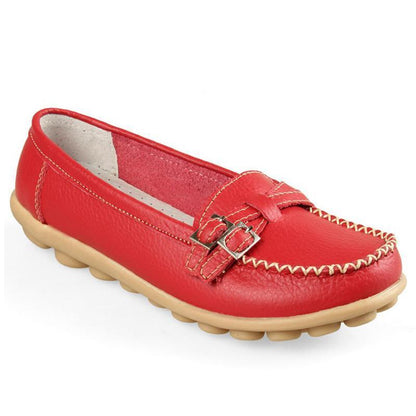 Blaudonau- Damen Leder Slip-on Flache Loafer Schuhe Rot