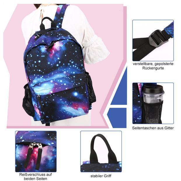 Blaudonau- Galaxy Rucksack Unisex Schulrucksack-nette Tasche