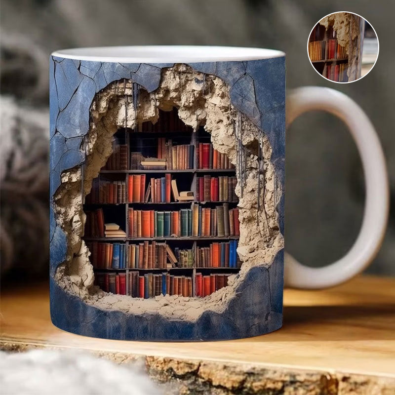 Blaudonau- 3D-Bücherregal-Tasse