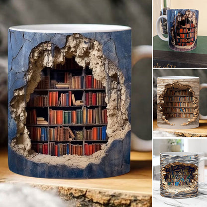 Blaudonau- 3D-Bücherregal-Tasse