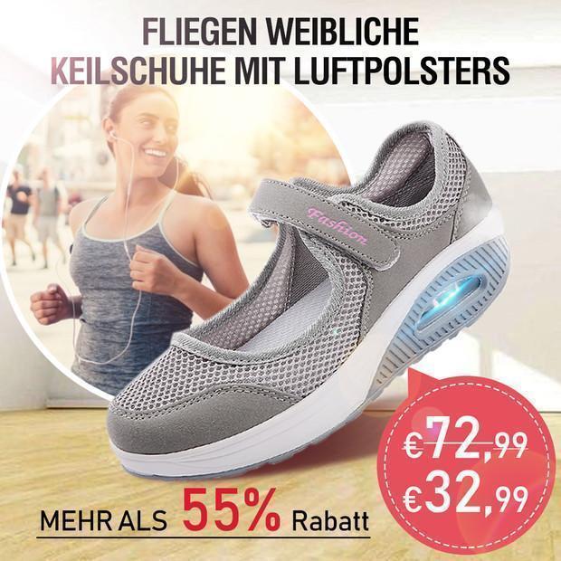 Blaudonau- Fliegen Weibliche Keilschuhe Mit Luftpolsters, Gemütliche Wanderschuhe