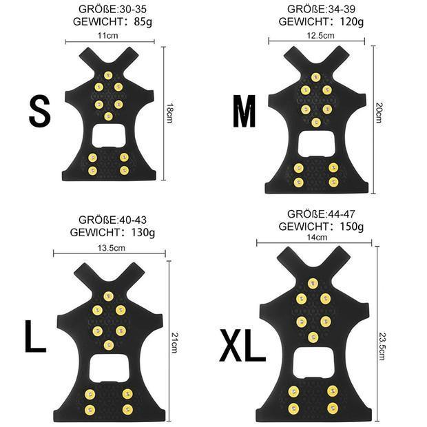 Blaudonau- Steigeisen, Schuhe Spike und Silikon Band Anti Rutsch auf Eis und Schnee