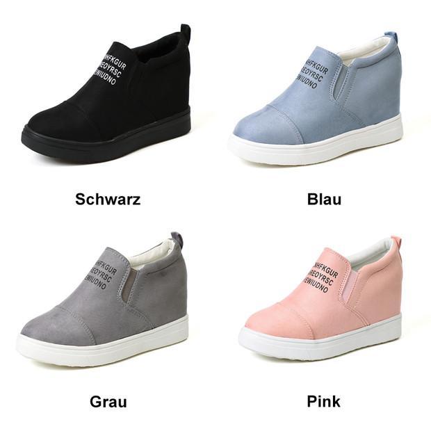 Blaudonau- Buchstaben Slip-on-Turnschuhe mit Keilabsatz