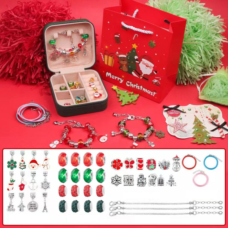 Blaudonau- Weihnachtliches DIY-Kinderarmband Silbernes 46-teiliges Set