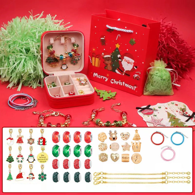 Blaudonau- Weihnachtliches DIY-Kinderarmband Goldenes 46-teiliges Set