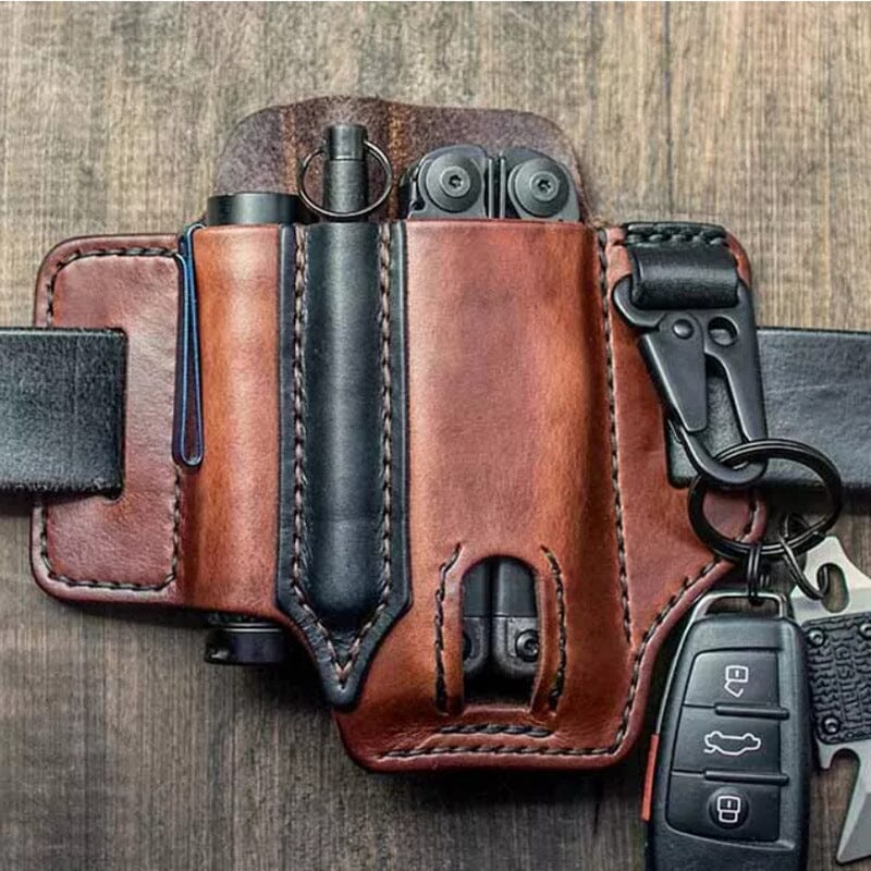 Blaudonau- EDC Multitool Gürtelschlaufenholster braun Leather