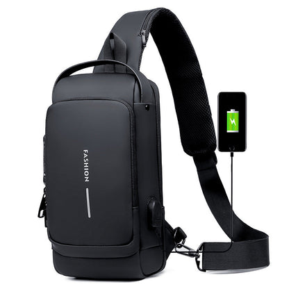 Blaudonau- USB-Ladesport-Sling Anti-Diebstahl-Umhängetasche schwarz